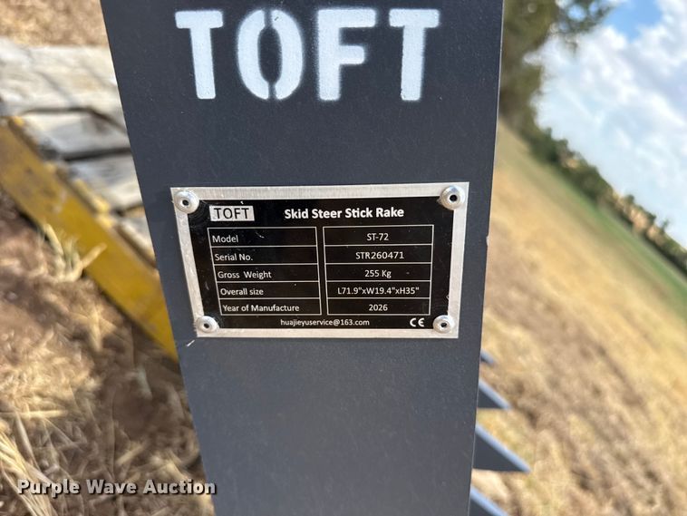 image for item FB6911 2026 Toft ST-72 skid steer rake