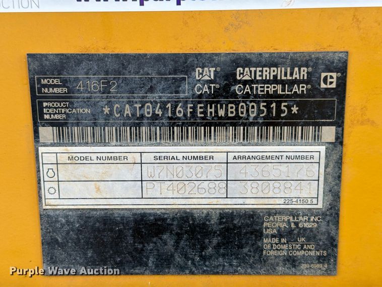 image for item FB8308 2015 Caterpillar 416F2 backhoe