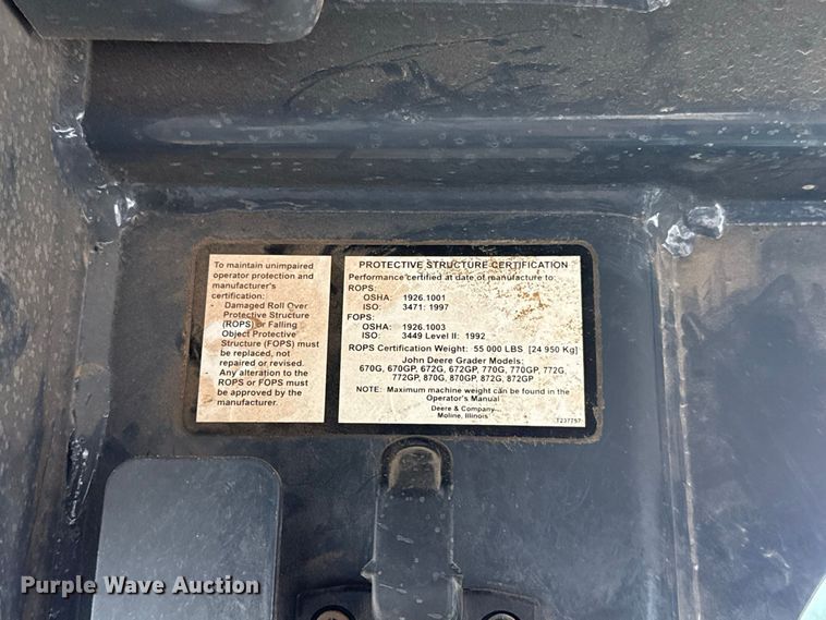 image for item FC4245 2013 John Deere 772GP motor grader