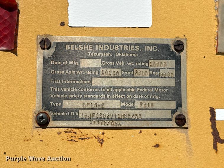 image for item FC4288 1996 Belshe FB18 equipment trailer