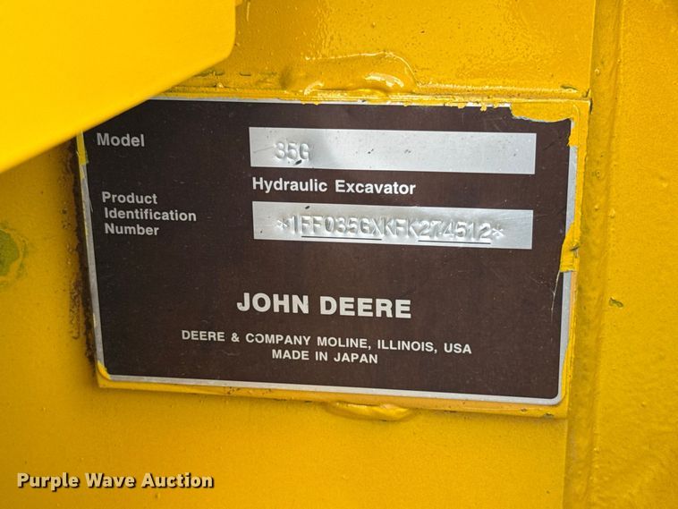 image for item FH6630 2015 John Deere 35G mini excavator