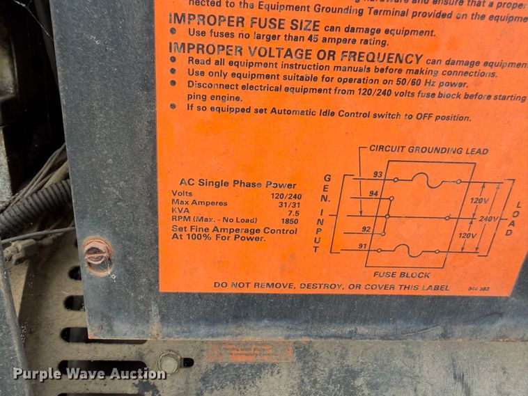 image for item FI1011 1988 Miller Trailblazer 44D welder/generator