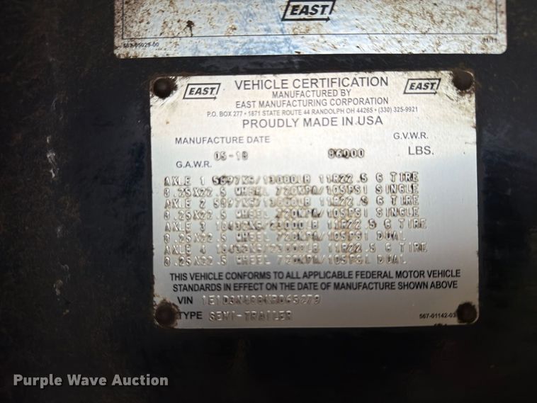 image for item FJ0515 2018 East end dump trailer