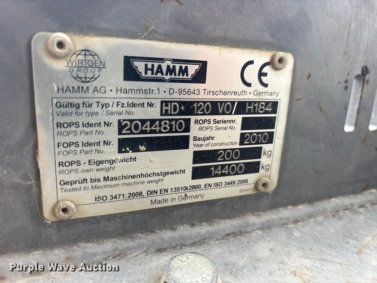 image for item FK1498 2010 Hamm HD120 double drum vibratory roller