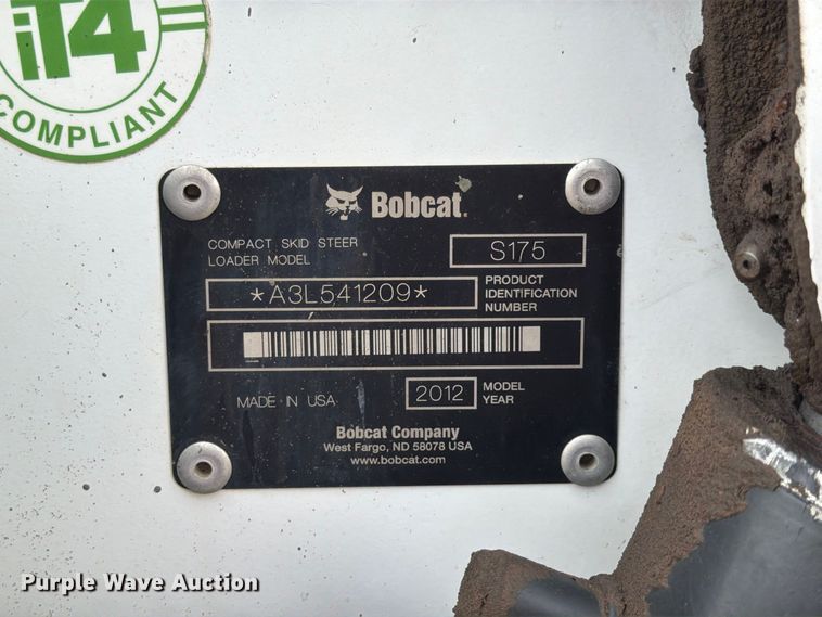 image for item FK3716 2012 Bobcat S175 skid steer loader