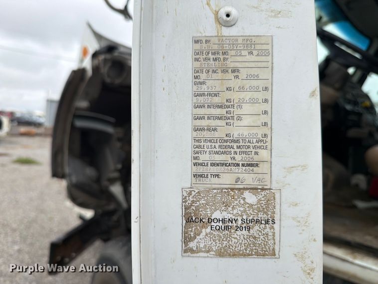 image for item FK4163 2006 Sterling Truck L9500 Series sewer jetter truck