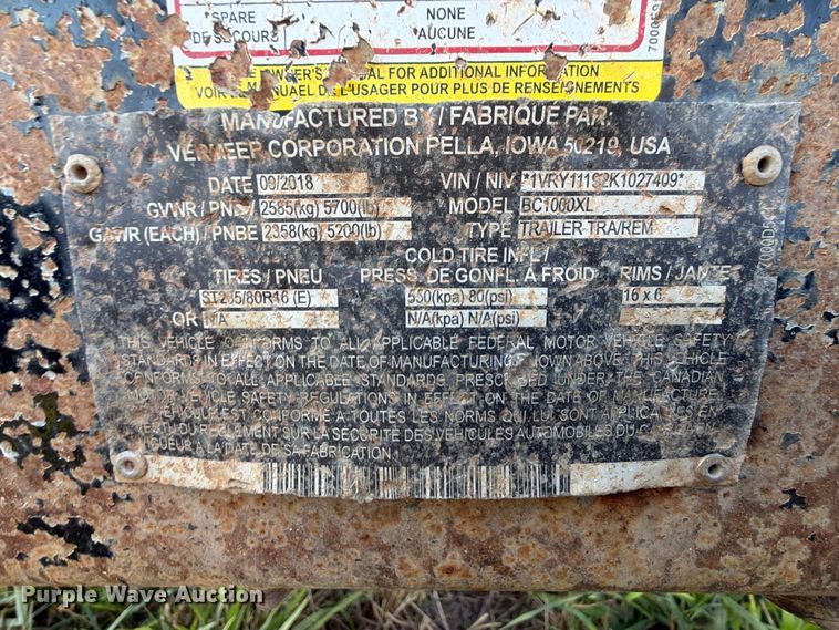 image for item FK5132 2019 Vermeer BC1000XL wood chipper