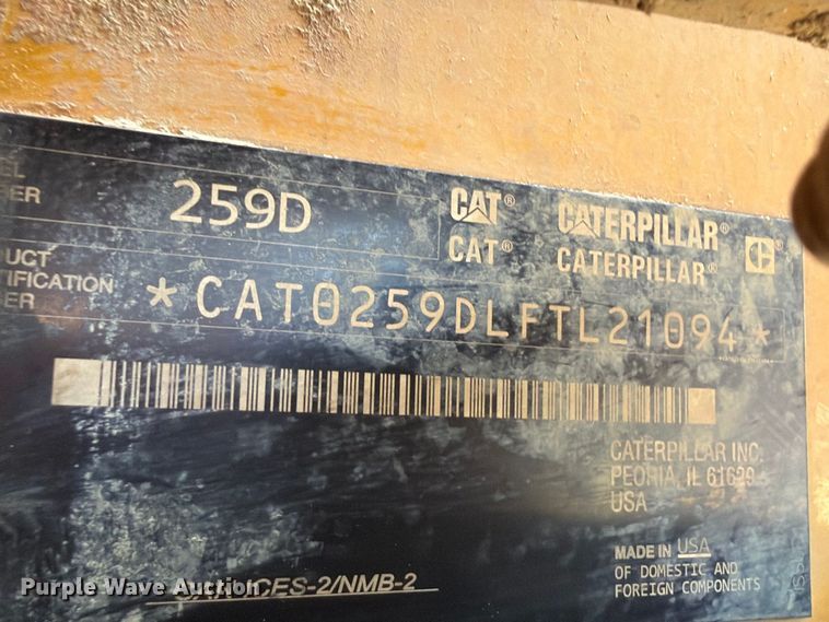 image for item FK5138 2019 Caterpillar 259D tracked skid steer loader