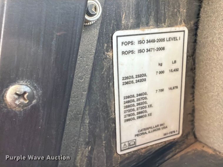 image for item FK5139 2021 Caterpillar 259D3 tracked skid steer loader