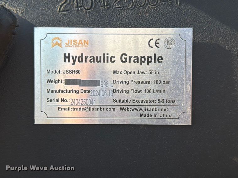 image for item FP3060 2024 Jisan JSSR60 excavator grapple