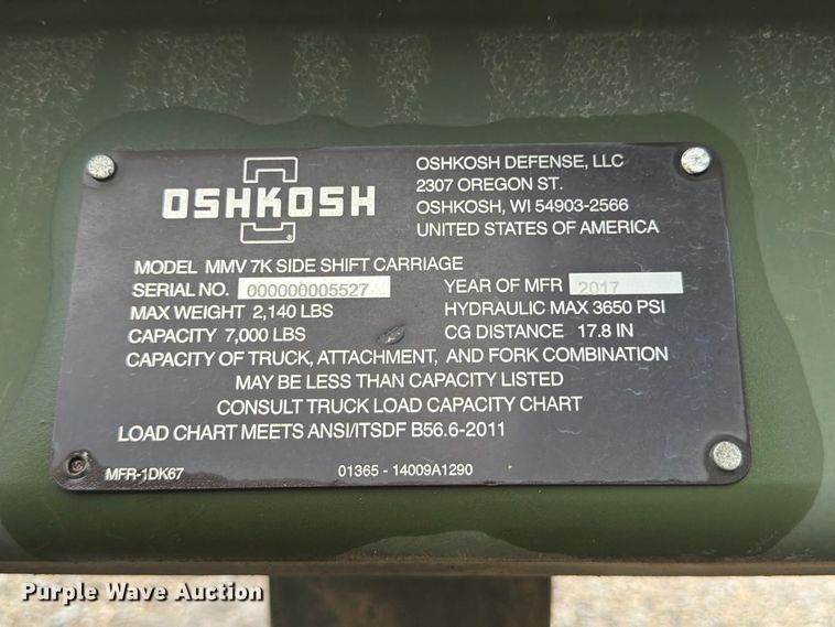 image for item FP3082 2017 Oshkosh MMV3 telehandler