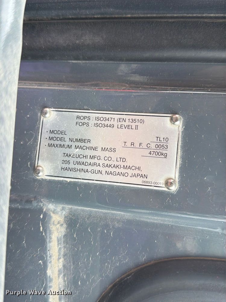image for item FP3083 2015 Takeuchi TL10 tracked skid steer loader