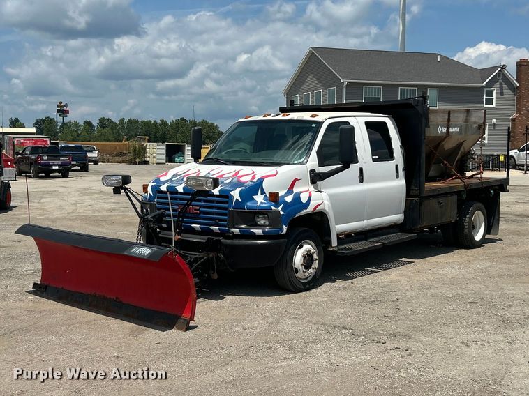 image for item FT6085 2007 GMC C5500 Crew Cab dump flatbed truck