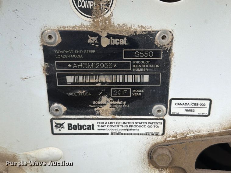 image for item FT6289 2017 Bobcat S550 skid steer loader