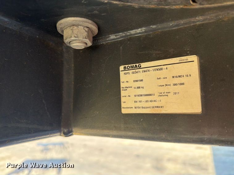 image for item FU4619 2011 Bomag BW 190 ADHF-4 double drum roller
