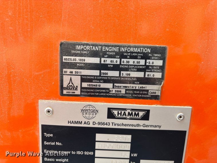 image for item YA2127 2006 Hamm 3307 single drum vibratory roller
