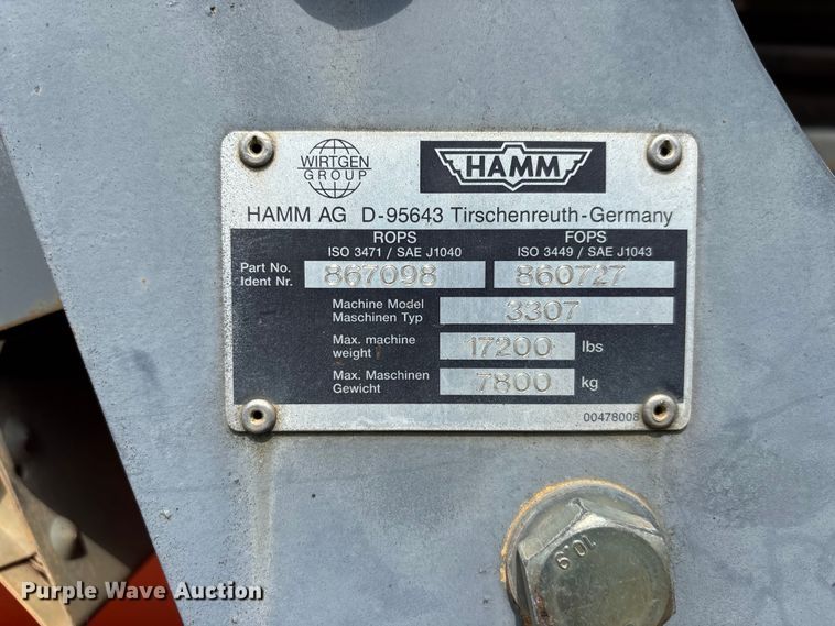 image for item YA2127 2006 Hamm 3307 single drum vibratory roller