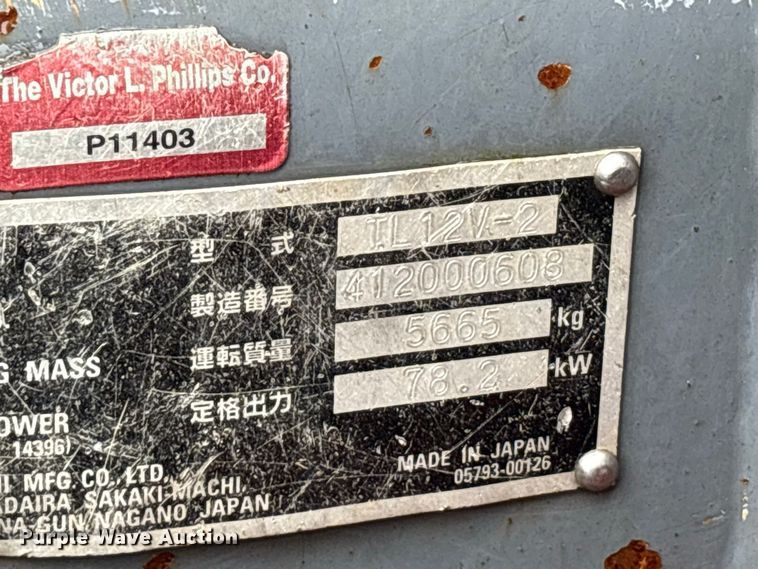 image for item YA4392 2016 Takeuchi TL12V-2 tracked skid steer loader