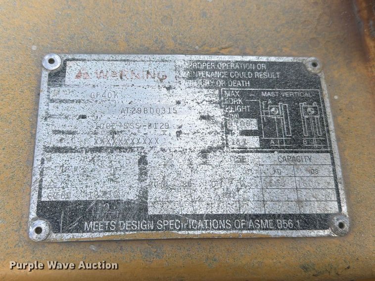 image for item YA4561 2002 Caterpillar GP40K forklift