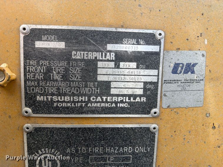 image for item YA4561 2002 Caterpillar GP40K forklift