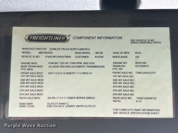 image for item YA4968 2025 Freightliner Business Class M2 cable placer bucket truck