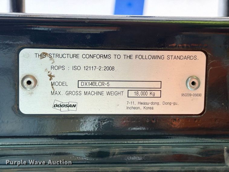 image for item YA5006 2022 Doosan DX140 LCR-5 excavator