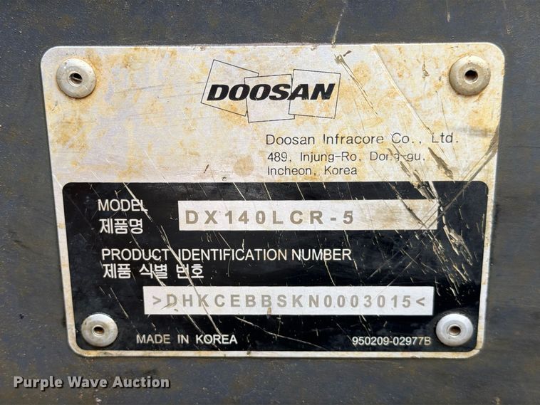 image for item YA5006 2022 Doosan DX140 LCR-5 excavator