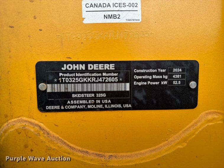 image for item YA5101 2024 John Deere 325G tracked skid steer loader