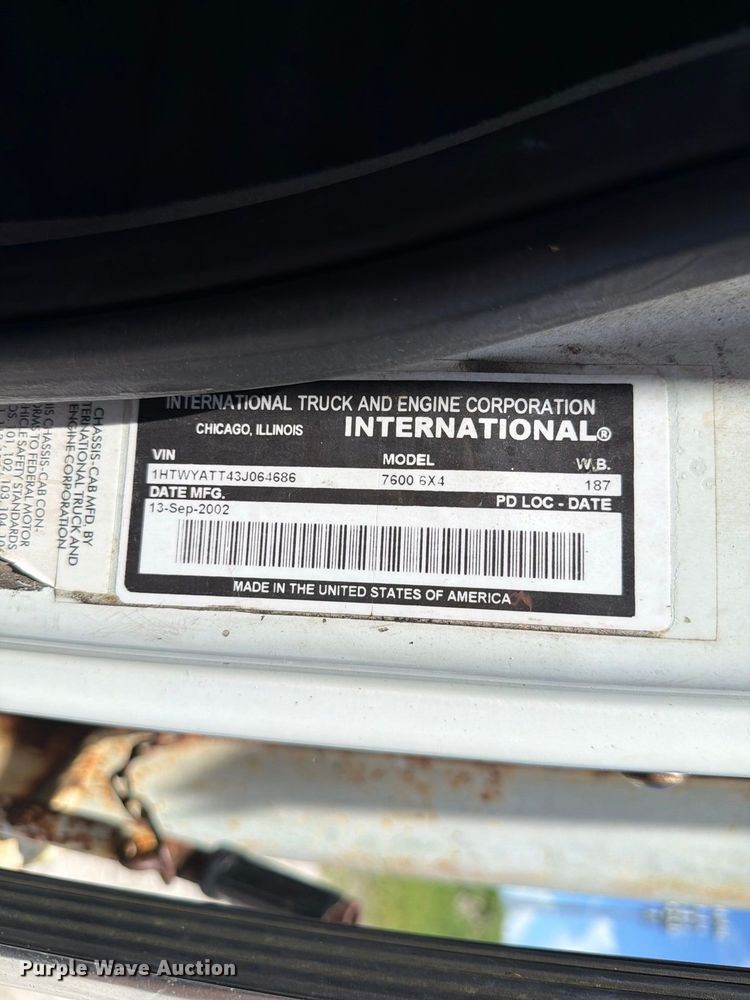 image for item DV7325 2003 International 7600 dump truck
