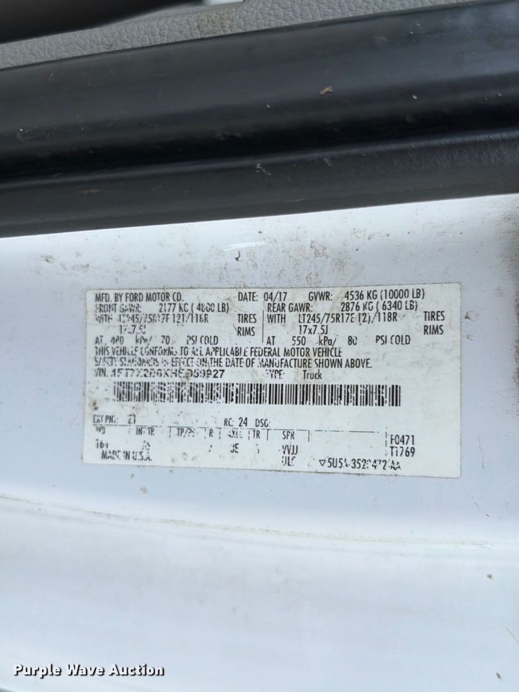 image for item DV7334 2017 Ford F250 Super Duty Ext. Cab utility bed pickup truck