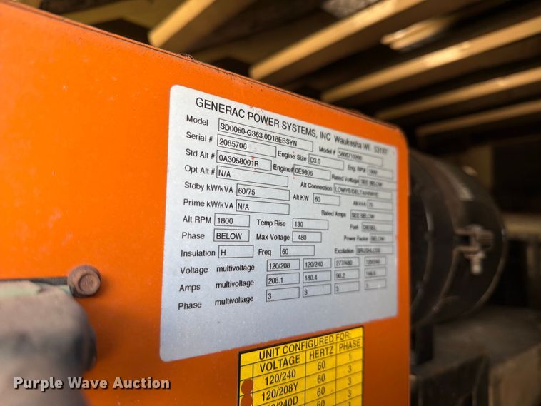image for item DV7349 Generac SD060 generator