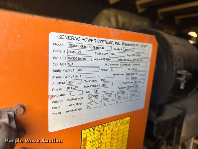 image for item DV7351 Generac SD060 generator