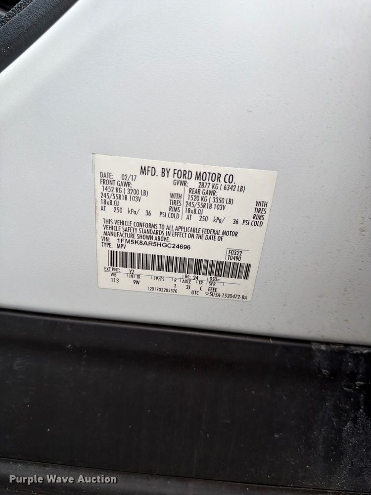 image for item DV7353 2017 Ford Explorer Police SUV