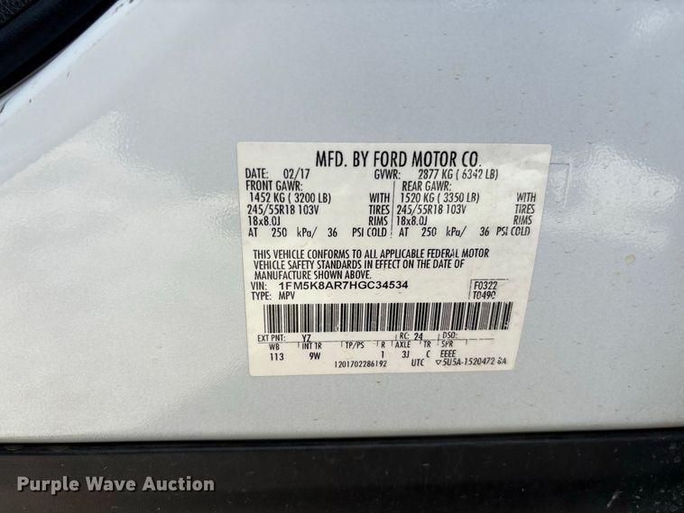 image for item DV7355 2017 Ford Explorer Police SUV
