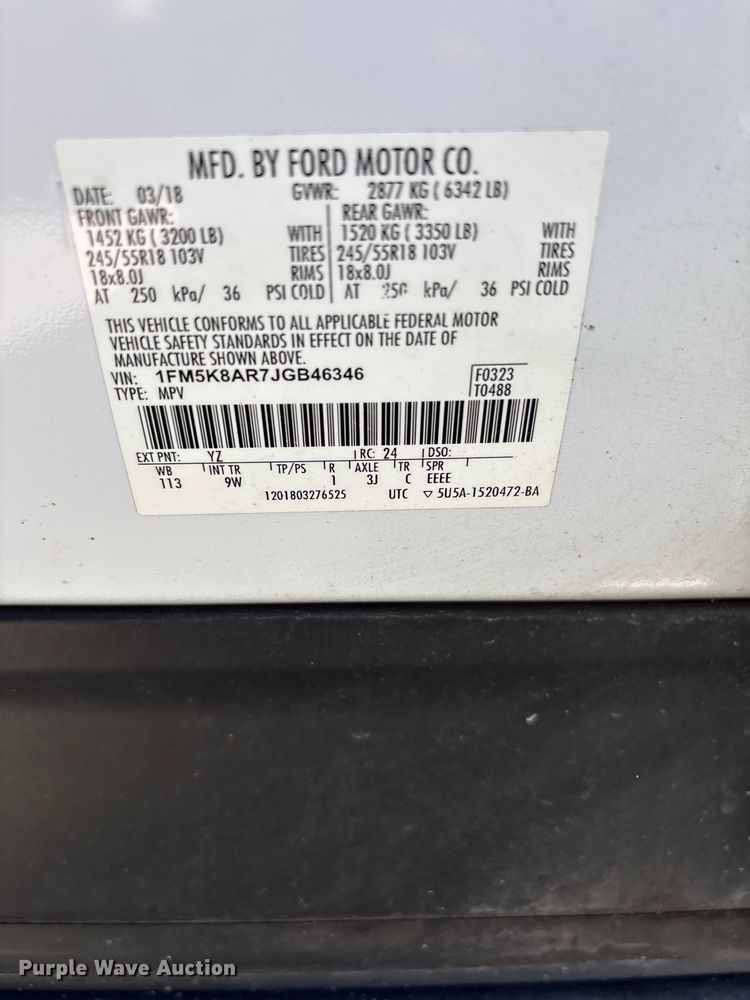 image for item DV7362 2018 Ford Explorer Police SUV