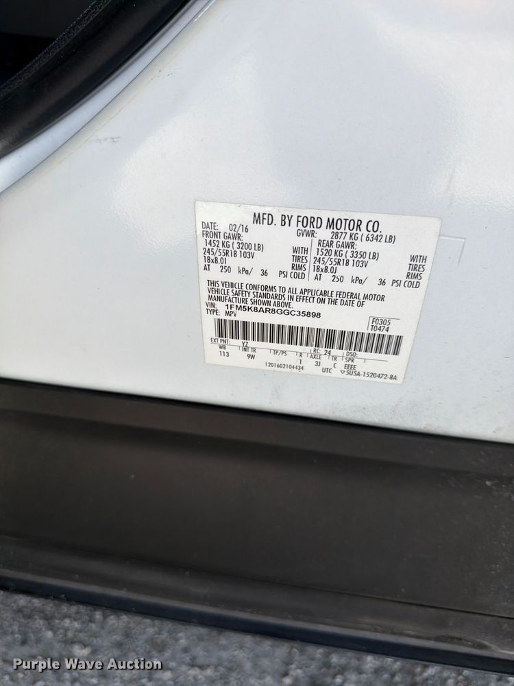 image for item DV7363 2016 Ford Explorer Police SUV