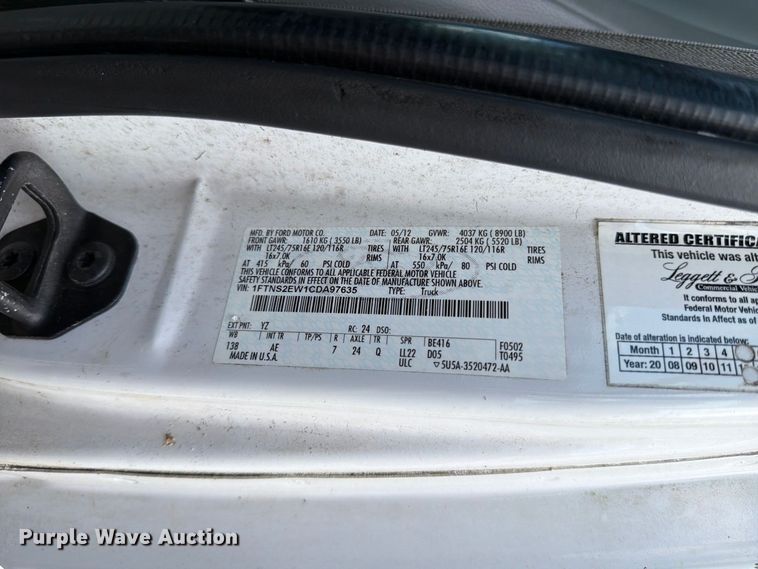 image for item DV7365 2012 Ford E-250 van