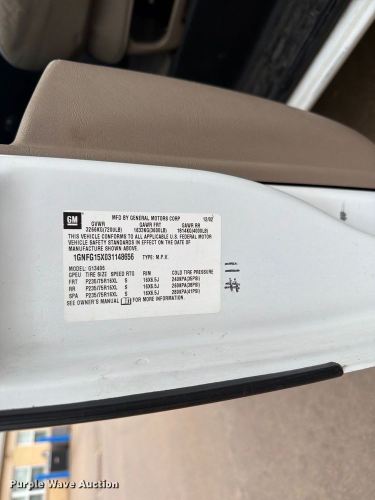 image for item DY3411 2003 Chevrolet Express 1500 van
