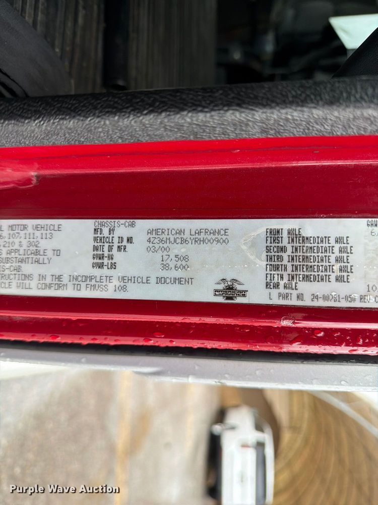 image for item DZ4774 2000 Freightliner American Lafrance pumper fire truck