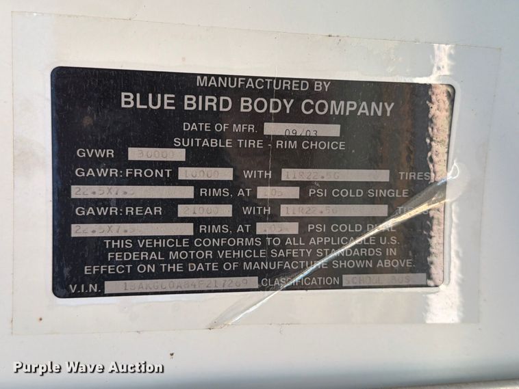 image for item EP7590 2004 Blue Bird school bus
