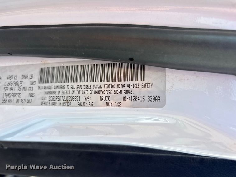 image for item ER3346U 2018 RAM 2500 utility bed pickup truck