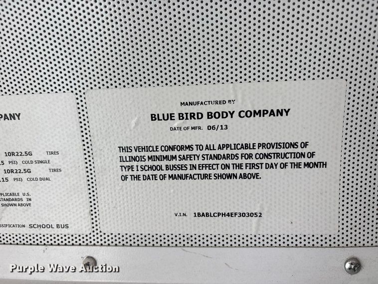 image for item ER3347 2014 Blue Bird All American school bus