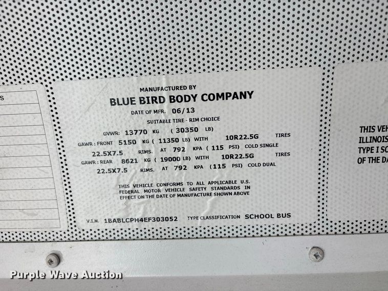 image for item ER3347 2014 Blue Bird All American school bus