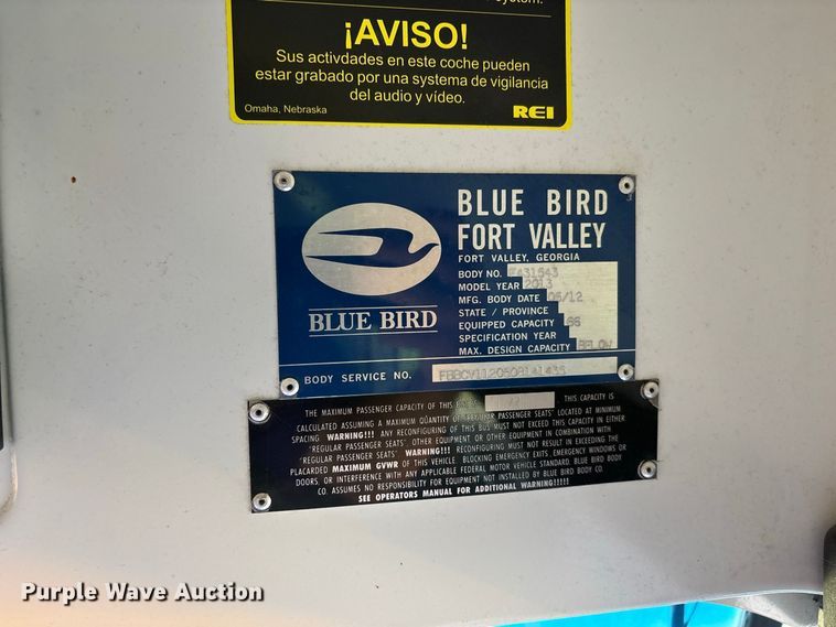 image for item ER3348 2013 Blue Bird All American school bus