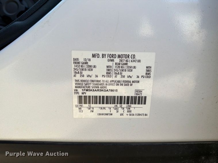 image for item ES8130 2019 Ford Explorer Police SUV