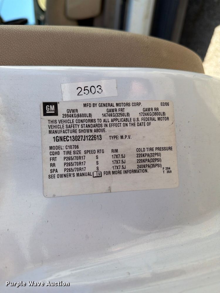 image for item ES8132 2007 Chevrolet Tahoe SUV