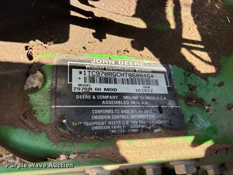 image for item ES8136 2018 John Deere Z970R lawn mower