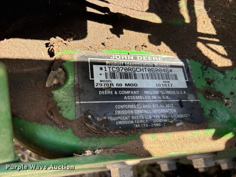 image for item ES8136 2018 John Deere Z970R lawn mower