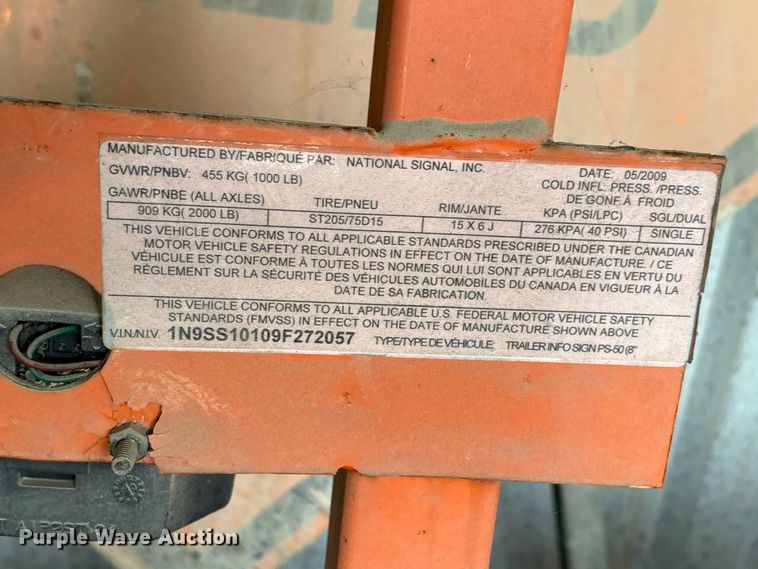 image for item EU0699 2009 NATIONAL SIGNAL, INC. board trailer