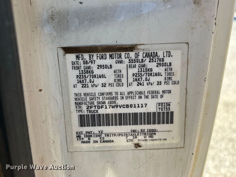 image for item EU0826 1997 Ford F150 pickup truck